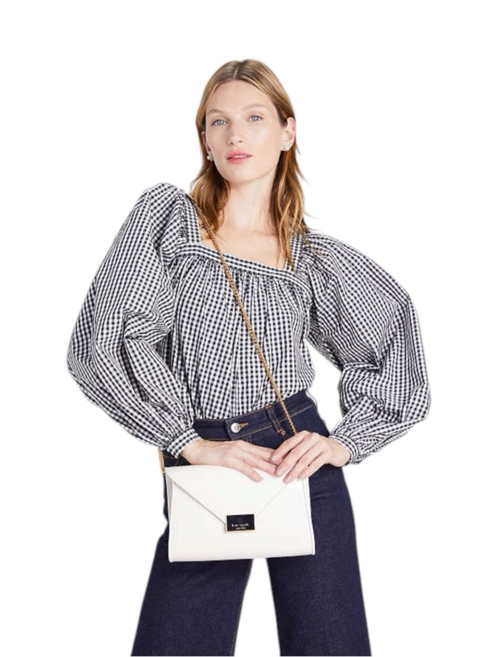 Kate Spade Beige / Off White Leather Envelope Convertible Clutch Crossbody Bag - Picture 7 of 8